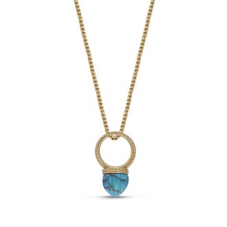 LuvMyJewelry Summer Nights Gold Plated Silver Turquoise Gemstone Single stone Ring Pendant