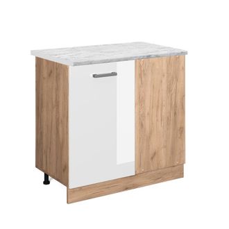 Vicco Armario De Esquina R-line, Blanco Alto Brillo, 86 Cm Et M&aacute;rmol