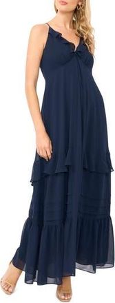 1.State Ruffle Chiffon Maxi Dress in Indigo Night at Nordstrom Rack, Size X-Small