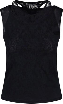 Our Legacy Black Sleeveless Lace Detail Tank Top