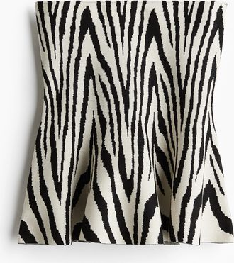 H&M Peplumshirt in Jacquardstrick - White