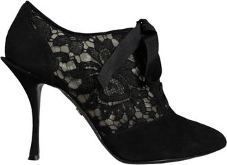 Dolce & Gabbana Zwarte Veterschoenen met Stretchhakken - Dames - Pumps - Zwart - 37 1/2 EU - Leer - Schoenen