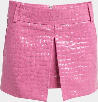 Tom Ford Croc-Embossed Glossy Leather Mini Skirt