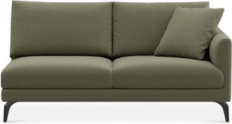 Castlery Lena Right Arm 2 Seater Sofa Customized, (Performance Fleece) Moss (Matte Black Legs), Spill Resistant, Removable Covers for Castlery