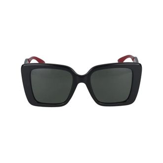 Gucci Sunglasses, female, Black, Size: 53 MM Stylish Sunglasses in Black Green Grey