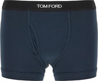 Tom Ford Logo Banding Katoenen Boxer Briefs - Heren - Onderbroek - Blauw - S - Katoen - Ondergoed