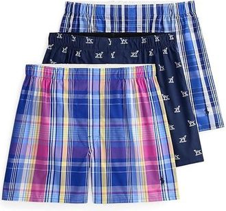 Polo Ralph Lauren Classic Fit Woven Boxers Mens Underwear Cabana Plaid/Standing Dog Print/Newman Plaid : 2XL, Cotton