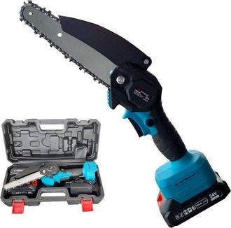 Trade Shop Trade Shop - Mini Elettrosega A Doppia Batteria 24v Motosega Elettrica Tagliarami 6 Pin