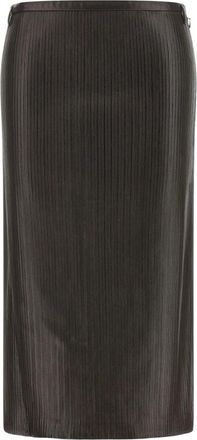 Tom Ford Leren rok met plooien - Dames - Midirokken - Bruin - 2XS - Leer - Rokken