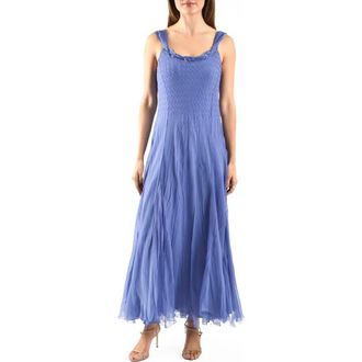 Komarov Charmeuse & Chiffon Maxi Cocktail Dress in Fregatta Blue at Nordstrom Rack, Size X-Large