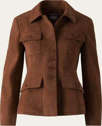 Akris Delia Suede Single-Breasted Utility Jacket