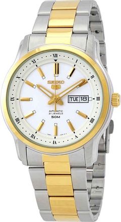 Seiko Series 5 Automatic White Dial Two-tone Mens Watch SNKP14K1S
