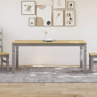 vidaXL Vidaxl - Mesa De Comedor Corona Madera Maciza De Pino Gris 180x90x75 Cm