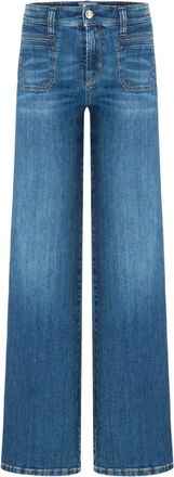 Cambio Wide Leg Denim Tess - Dames - Loose Fit Jeans - Blauw - L L33 - Denim - Jeans