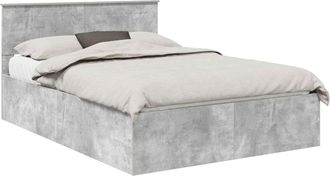 vidaXL Estructura De Cama Con Cabecera Gris Concreto 150 X 200 Cm Vidaxl
