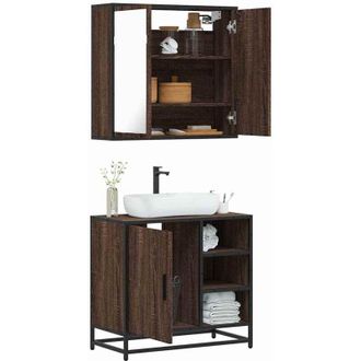 vidaXL Set De Muebles Ba&ntilde;o 2 Pzas Madera Contrachapada Marr&oacute;n Roble Vidaxl