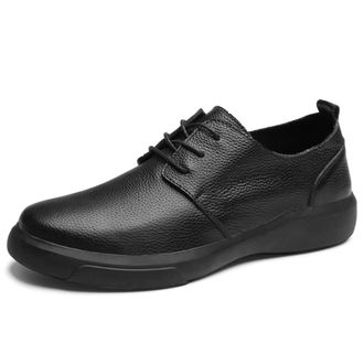 Generic Dress Oxford for Men Lace Up Round Toe Derby Shoes Faux Leather Block Heel Rubber Sole Anti-Slip Prom(Black-Low top,8.5 UK)