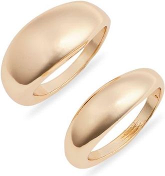 Open Edit Set of Two Domed Rings in Gold at Nordstrom, Size 7