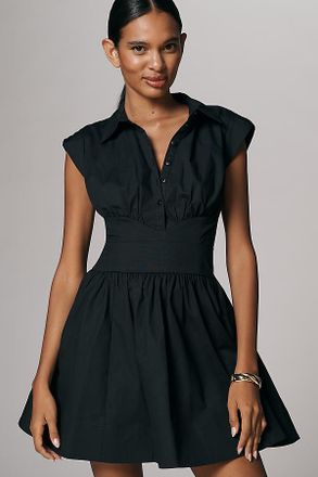 Maeve Cap-Sleeve Waisted Mini Shirt Dress