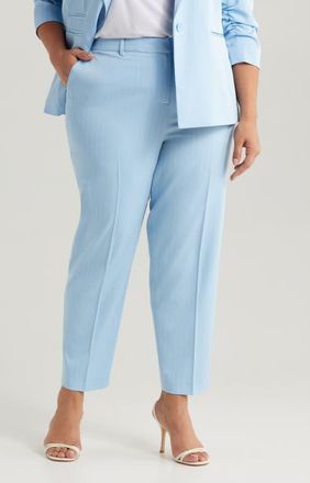 Tahari by ASL Classic Pinstripe Straight Leg Pants in Ice Blue at Nordstrom, Size 18W