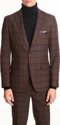 Paisley & Gray Ashton Slim Fit Brown Windowpane Blazer in Brown Violet Windowpane at Nordstrom Rack, Size 40