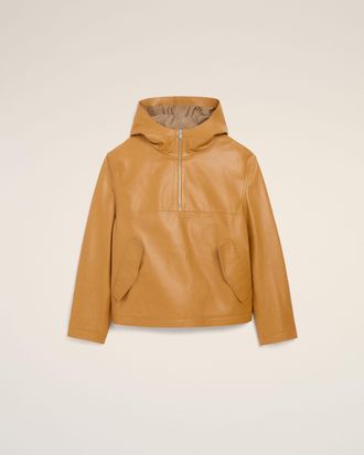 Ami Yellow Cow Leather Hooded Jacket Yellow - L - for Men