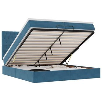 vidaXL Estructura De Cama Otomana Colchones Terciopelo Azul Oscuro Vidaxl