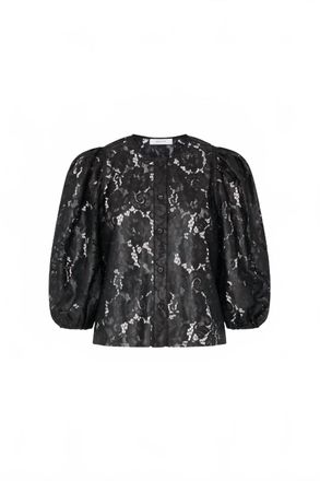 Milly Womens Nannie Textured Lace Top In Black