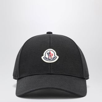 Moncler Black baseball cap with logo patch