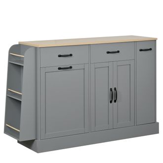STILVORA Aparador De Cocina Con 2 Puertas, 2 Cajones, Compartimento Para Cubo Y Estante Abierto, En Mdf, Gris, 133.5&times;40&times;86 Cm