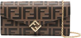 Fendi FF Diamonds Leather Chain Wallet
