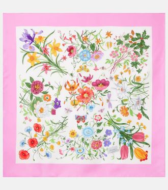Gucci Floral silk twill scarf