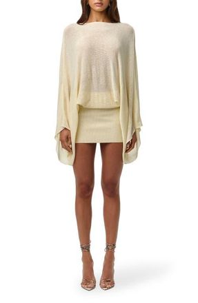 Naked Wardrobe Drape Sleeve Knit Minidress in Lemonade at Nordstrom, Size X-Small