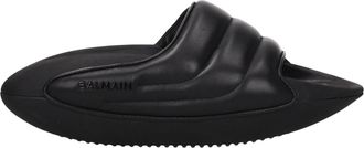 Balmain Black Leather Mens Slippers