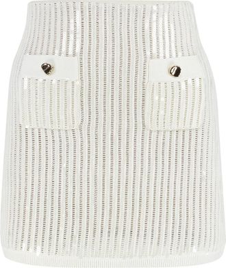 Self Portrait Rokken, Dames, Wit, S, Katoen, Sequin Crochet Mini Rok