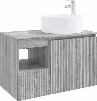 vidaXL Juego De Muebles De Ba&ntilde;o 2 Uds. Sonoma Gris Vidaxl