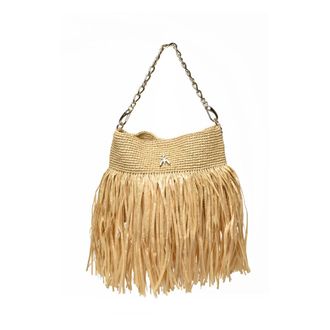 Patrizia Pepe Patrizia Pepe, Shoulder Bags, female, Beige, Size: ONE SIZE Raffia Shoulder Bag