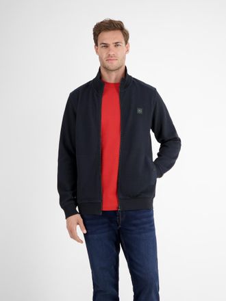 Lerros Sweatjacke LERROS Herren Sweatjacke in sportiver Struktur, Herren, Gr. M, blau (classic navy), 83% Baumwolle, 16% Polyester, 1% Elasthan, Sweatjacken 