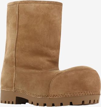 Balenciaga Gefütterte Wildlederstiefel Alaska Fur Low Boot