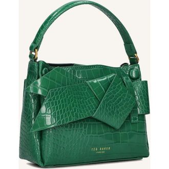 Ted Baker Tassen, Dames, Groen, ONE Size, Katoen, Ssansa Knot Bow Mini Top Handle Bag