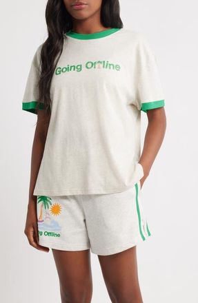 The Mayfair Group Going Offline Oversize Graphic Ringer T-Shirt in Grey at Nordstrom, Size Medium