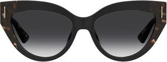Moschino 56mm Gradient Cat Eye Sunglasses in Black Havana/Dark Grey Sf at Nordstrom