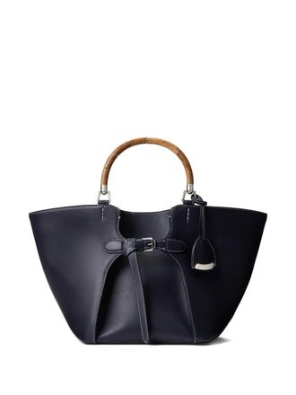 Ralph Lauren Collection wood-handle leather tote bag - women - Calf Leather/Suede - One Size - Blue