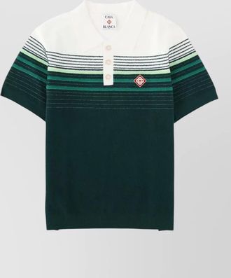 Casablanca boucl&eacute; striped short-sleeve polo shirt