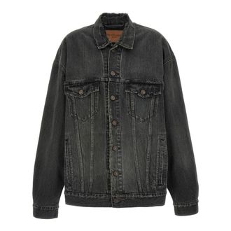 Balenciaga Denim Jacket With Used Effect - female - Balenciaga - Denim Jackets - Gray - S - Jackets