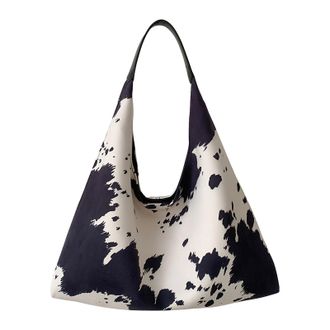 Generic Women Cow Print Hobo Underarm Bags Underarm Handbags for Work & Outing (Black)
