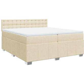 vidaXL Vidaxl - Cama Box Spring Con Colch&oacute;n Tela Color Crema 200x200 Cm