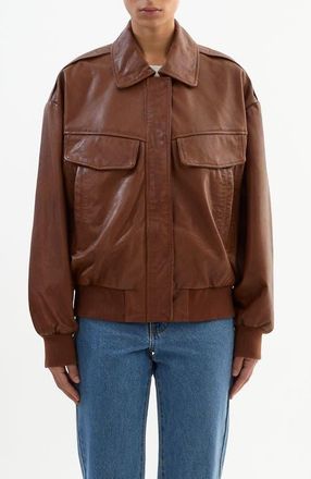LaMarque TREVANNA | Leather Bomber Jacket in Cognac at Nordstrom, Size Xx-Small