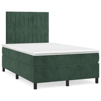 vidaXL Vidaxl - Cama Box Spring Con Colch&oacute;n Terciopelo Verde Oscuro 120x190 Cm