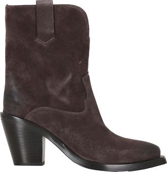 Ash Dark Brown Suede Velour Ankle Boots